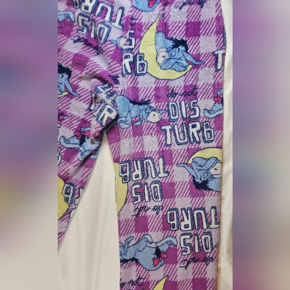 Disney Womens Purple Plaid Eeyore Fleece Elastic Waist Pajama Pants Size Medium - Picture 11 of 12